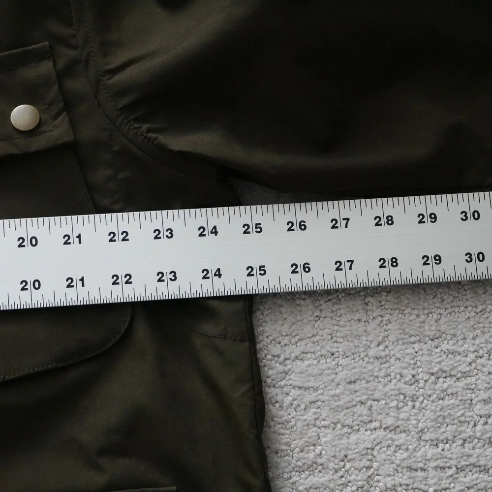 H&M Mens Utility Jacket Olive Green Corduroy Collar Field Coat Medium NEW